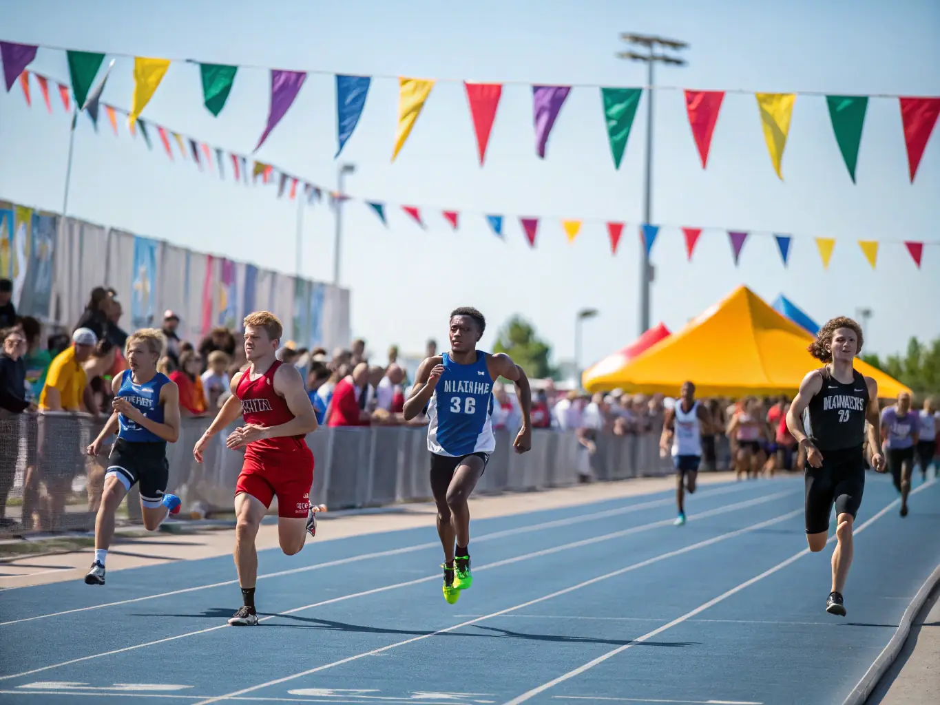 A dynamic image of students participating in a track and field event at COLLEGE VOLTAIRE, highlighting speed, agility, and determination.