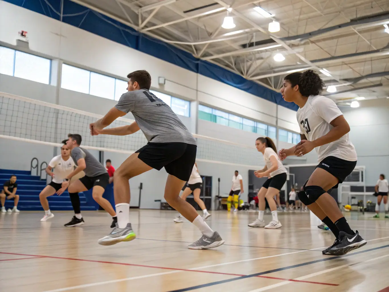 Students practicing their volleyball skills during an after-school program at COLLEGE VOLTAIRE, emphasizing coordination and communication.